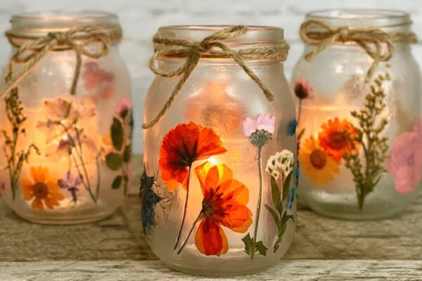 Finished Easy DIY Pressed Flower Lanterns, a completed DIY project