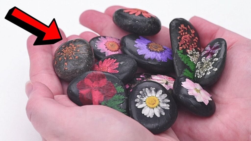 Finished Easy DIY Pressed Flower Rocks, a completed DIY project
