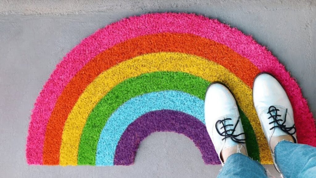Finished a Rainbow Doormat, a completed DIY project