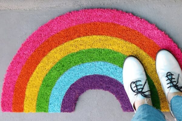 Finished a Rainbow Doormat, a completed DIY project