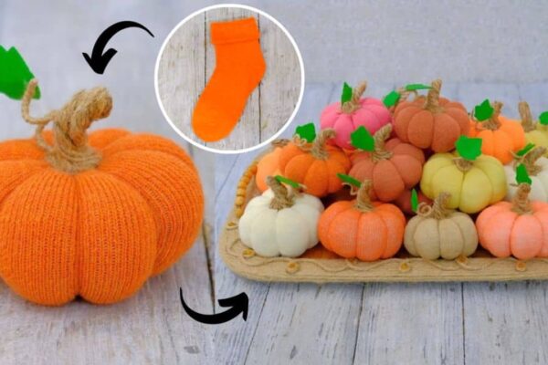 Finished 20-Minute DIY Realistic Sock Pumpkin Sewing, a completed DIY project