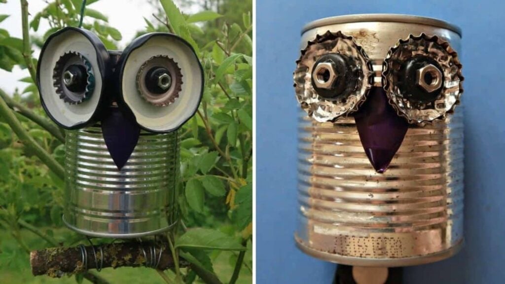 Finished A Recycled Tin Can Owl, a completed DIY project