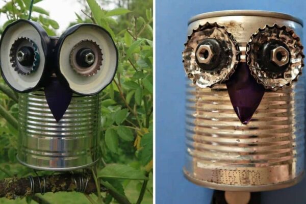 Finished A Recycled Tin Can Owl, a completed DIY project