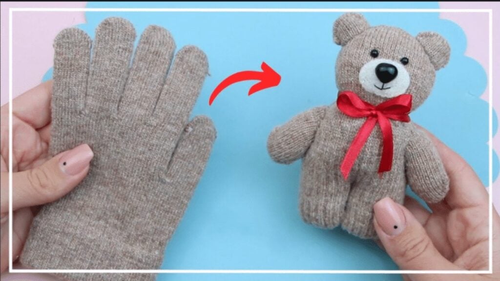 Finished Easy DIY Repurposed Glove Teddy Bear, a completed DIY project