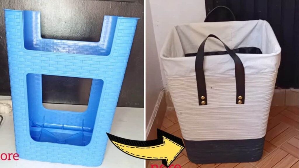Finished How to Transform a Plastic Stool into a Laundry Basket, a completed DIY project