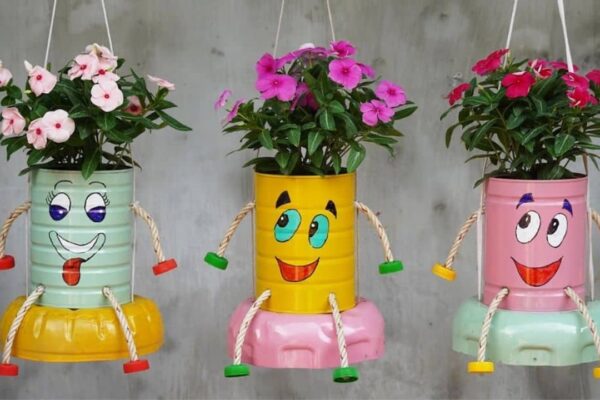 Finished a DIY Repurposed Tin Can Planter, a completed DIY project