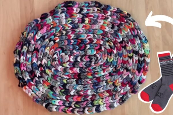 Finished a Rag Rug Using Socks, a completed DIY project