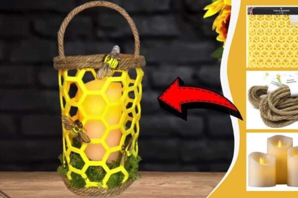 Finished Easy DIY Table Runner Honey Bee Lantern, a completed DIY project