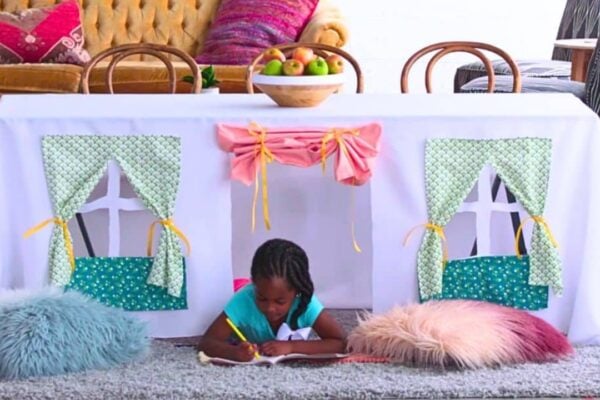 Finished Easy DIY Tablecloth Playhouse, a completed DIY project
