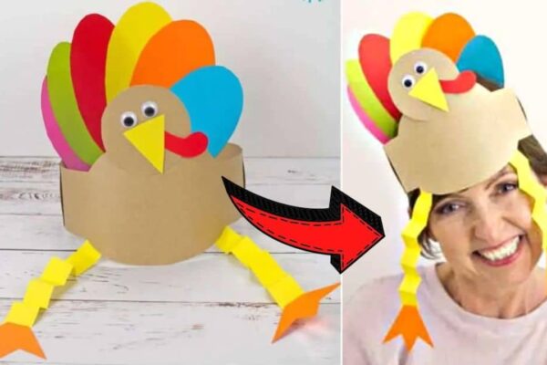 Finished Easy DIY Paper Thanksgiving Turkey Hat, a completed DIY project