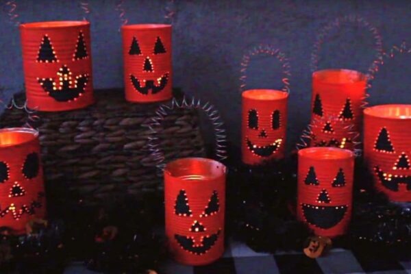 Finished Easy DIY Tin Can Jack-O-Lantern, a completed DIY project