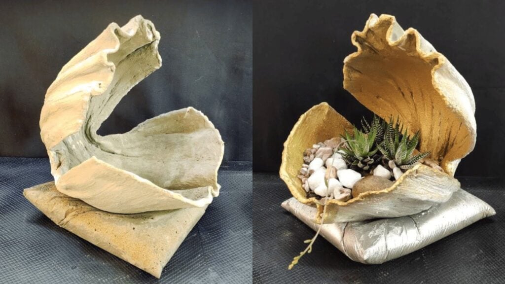 Finished Easy DIY Towel Seashell Planter, a completed DIY project
