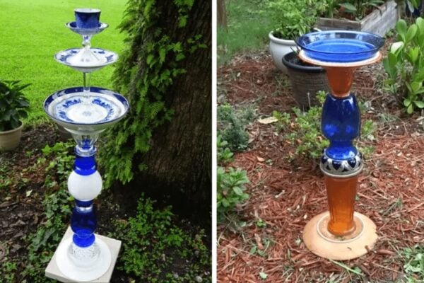 Finished How to Build a Birdbath Using Vintage Dishes, a completed DIY project