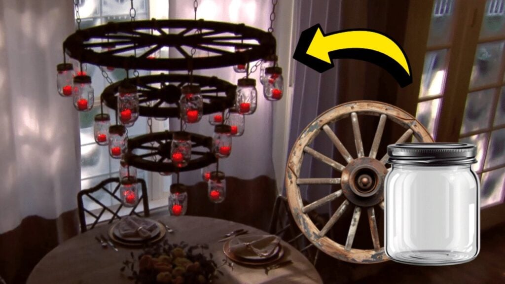 Finished Easy DIY Wagon Wheel Chandelier, a completed DIY project