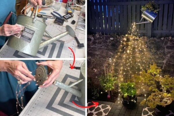 Finished Easy DIY Watering Can With Lights, a completed DIY project