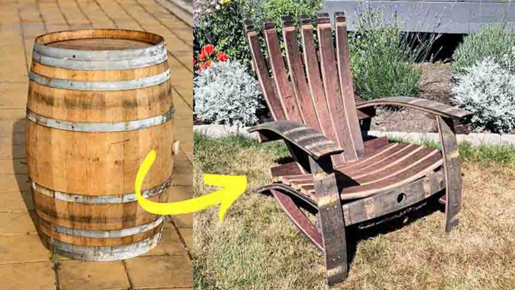 Easy DIY Wine Barrel Chair, homemade and freshly served