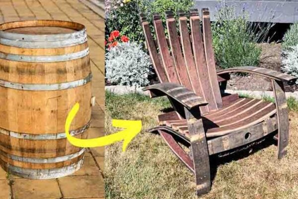 Easy DIY Wine Barrel Chair, homemade and freshly served