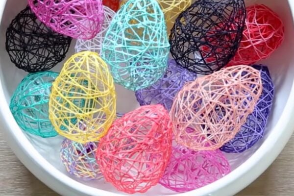 Easy DIY Yarn Easter Eggs, homemade and freshly served