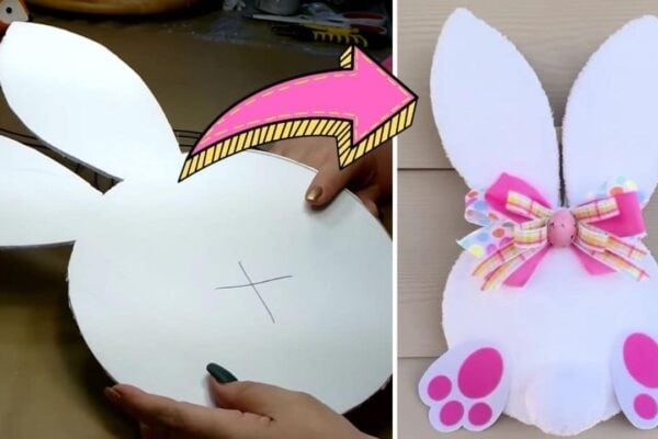 Finished Easy Dollar Tree Bunny Butt Wreath, a completed DIY project