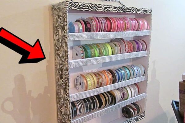 Finished Easy Dollar Tree DIY Ribbon Holder, a completed DIY project