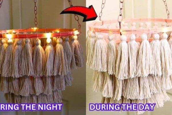 Finished Easy Dollar Tree DIY Tassel Chandelier, a completed DIY project