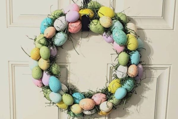 Easy & Quick Dollar Tree Easter Egg Wreath, homemade and freshly served