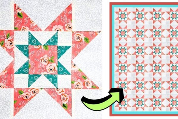 Finished Easy Double Sawtooth Star Quilt Block (with Free Pattern), a completed DIY project