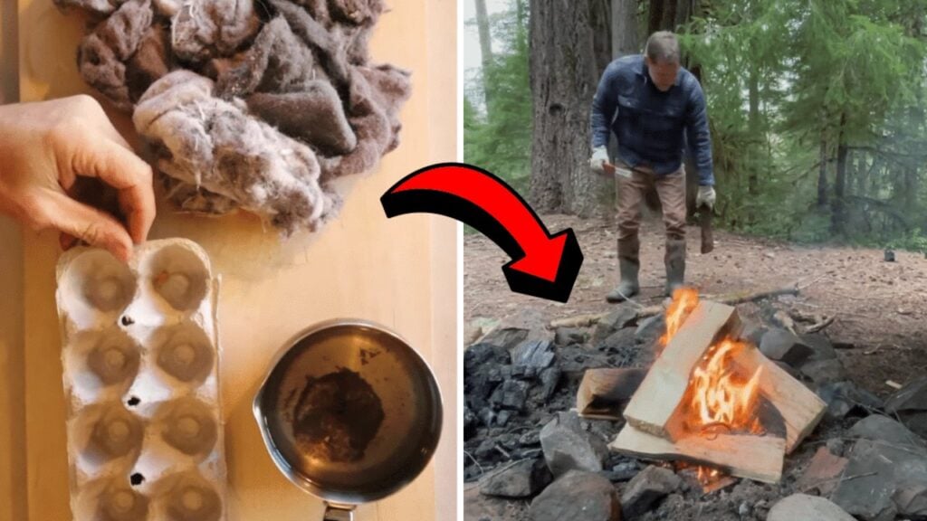 a Fire Starter Using Dryer Lint, homemade and freshly served