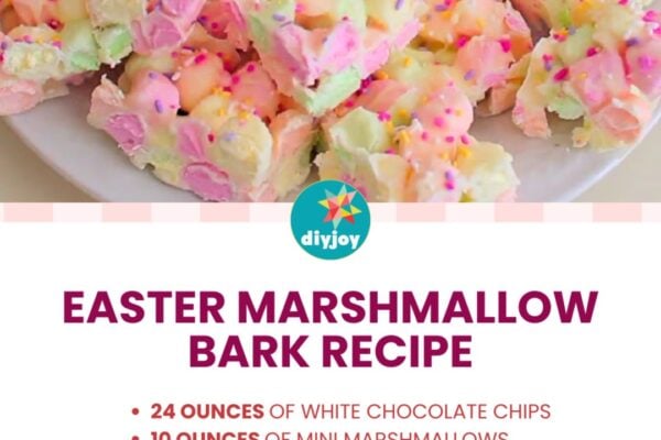 Easy 2-Ingredient Easter Marshmallow Bark, homemade and freshly served