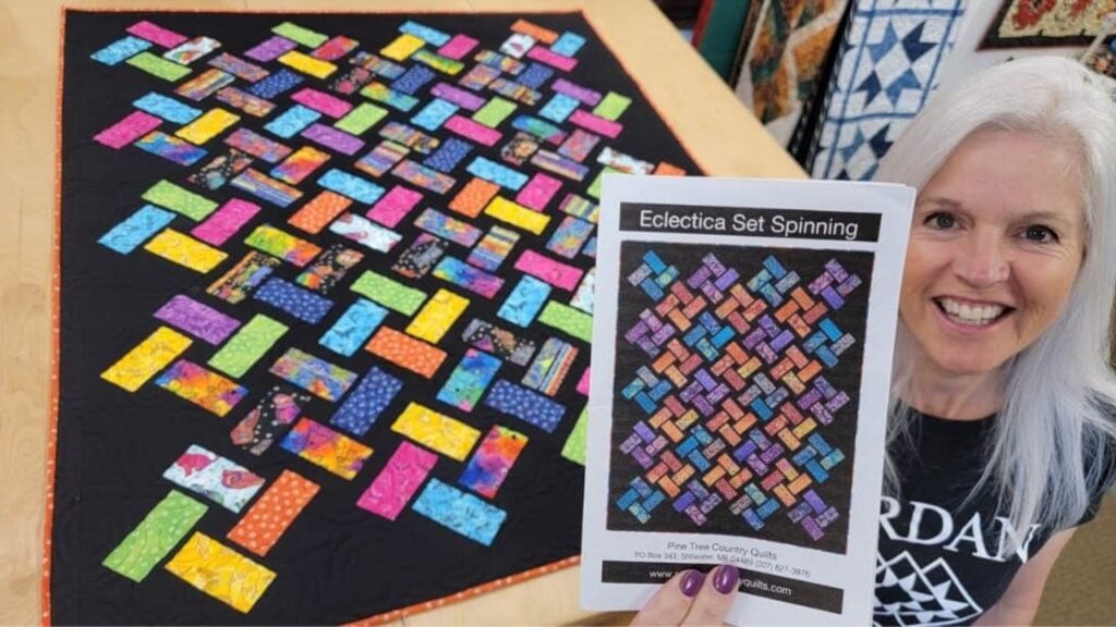 Finished Easy “Eclectica Set Spinning” Quilt, a completed DIY project