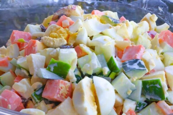 Easy Egg Cucumber Salad, homemade and freshly served