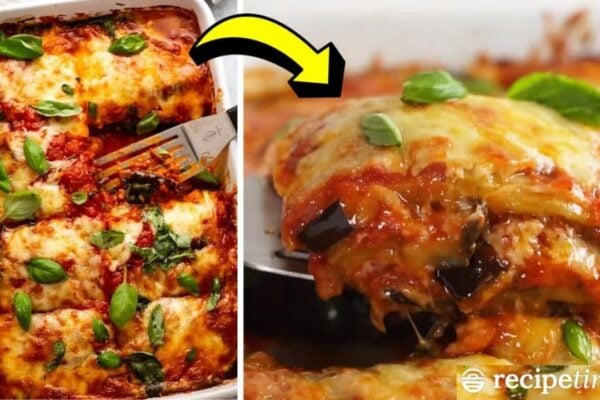 Easy 6-Ingredient Eggplant Parmigiana, homemade and freshly served