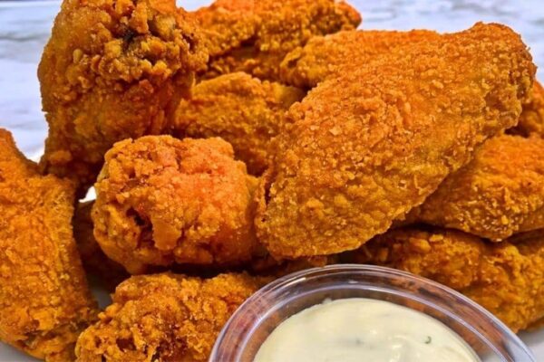 3-Ingredient Extra Crispy Mustard Fried Chicken Wings, homemade and freshly served