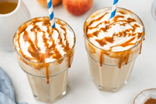 5-Minute Fall Caramel Apple Milkshake, homemade and freshly served