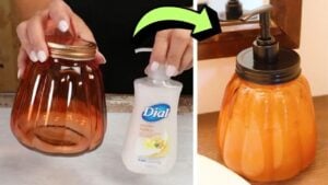 Finished Dollar Tree DIY Pumpkin Soap Jar, a completed DIY project