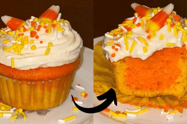 Festive Candy Corn Cupcakes, homemade and freshly served