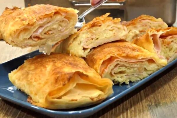 Easy Flakey Ham and Cheese Roll, homemade and freshly served