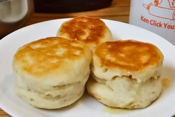 Easy 3-Ingredient Flaky Stovetop Biscuits, homemade and freshly served
