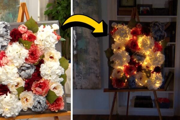 Finished Easy DIY Floral Lighted Art, a completed DIY project