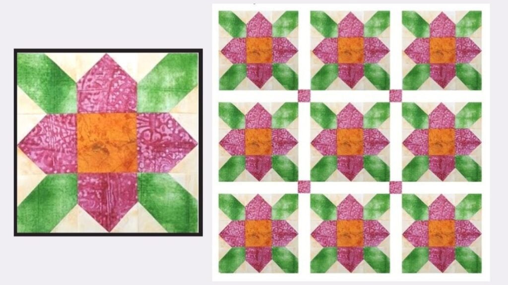 Finished Easy Flower Block, a completed DIY project
