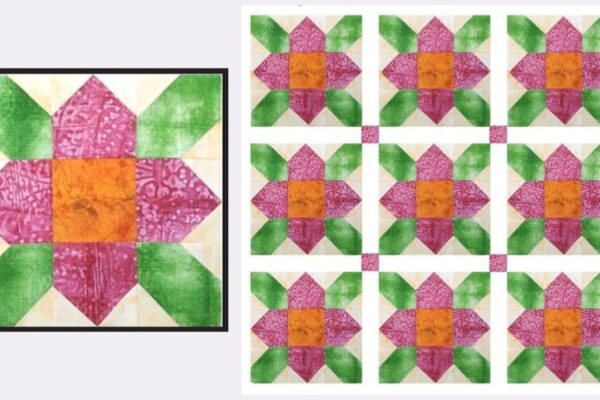 Finished Easy Flower Block, a completed DIY project