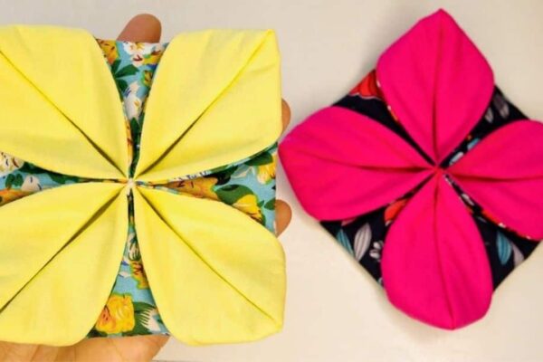 Finished Super Easy Flower Fabric Coasters Sewing, a completed DIY project