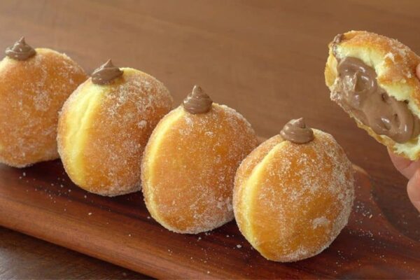 Easy & Fluffy Fried Donuts with Chocolate Cream, homemade and freshly served