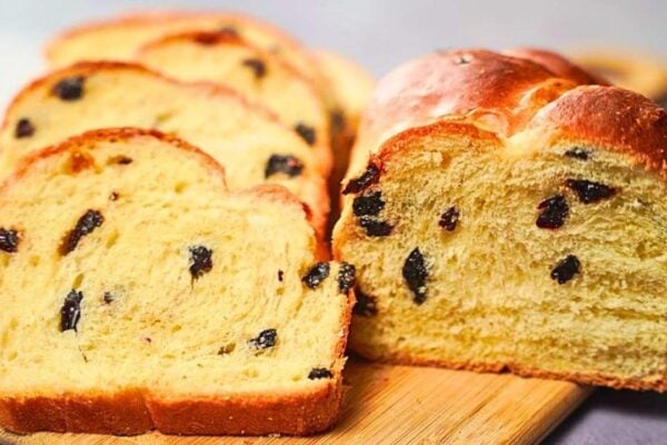 Easy-to-Make Fluffy Raisin Bread, homemade and freshly served