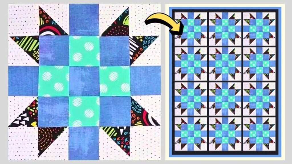 Finished Easy Four X Star Quilt Block (with Free Pattern), a completed DIY project