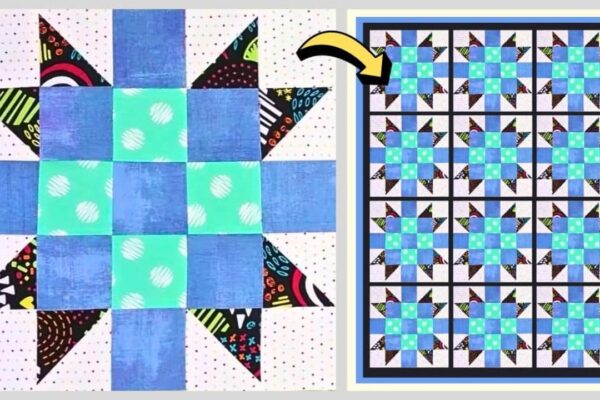 Finished Easy Four X Star Quilt Block (with Free Pattern), a completed DIY project