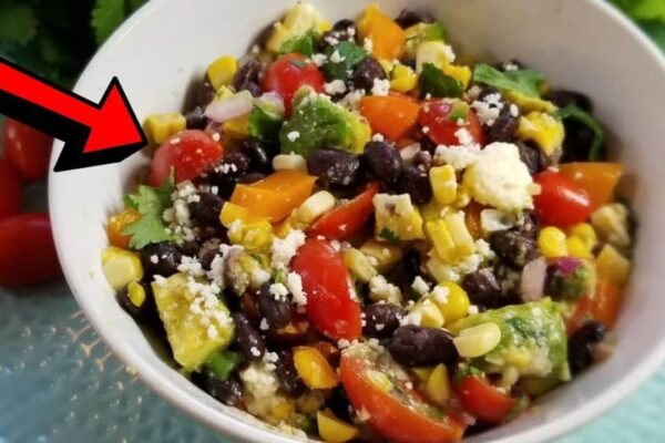 Fresh Black Bean and Corn Salad, homemade and freshly served