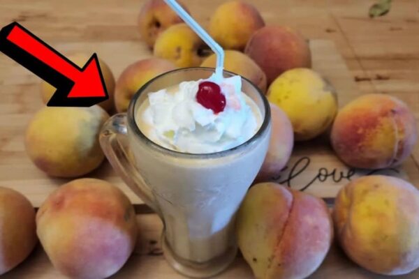 Easy 3-Ingredient Fresh Peach Milkshake, homemade and freshly served