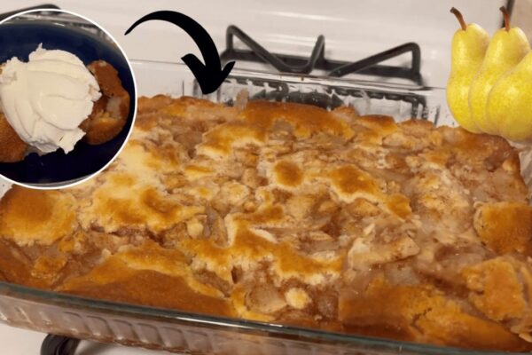 Easy Fresh Pear Cobbler, homemade and freshly served