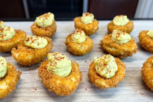 Fried Deviled Eggs, homemade and freshly served